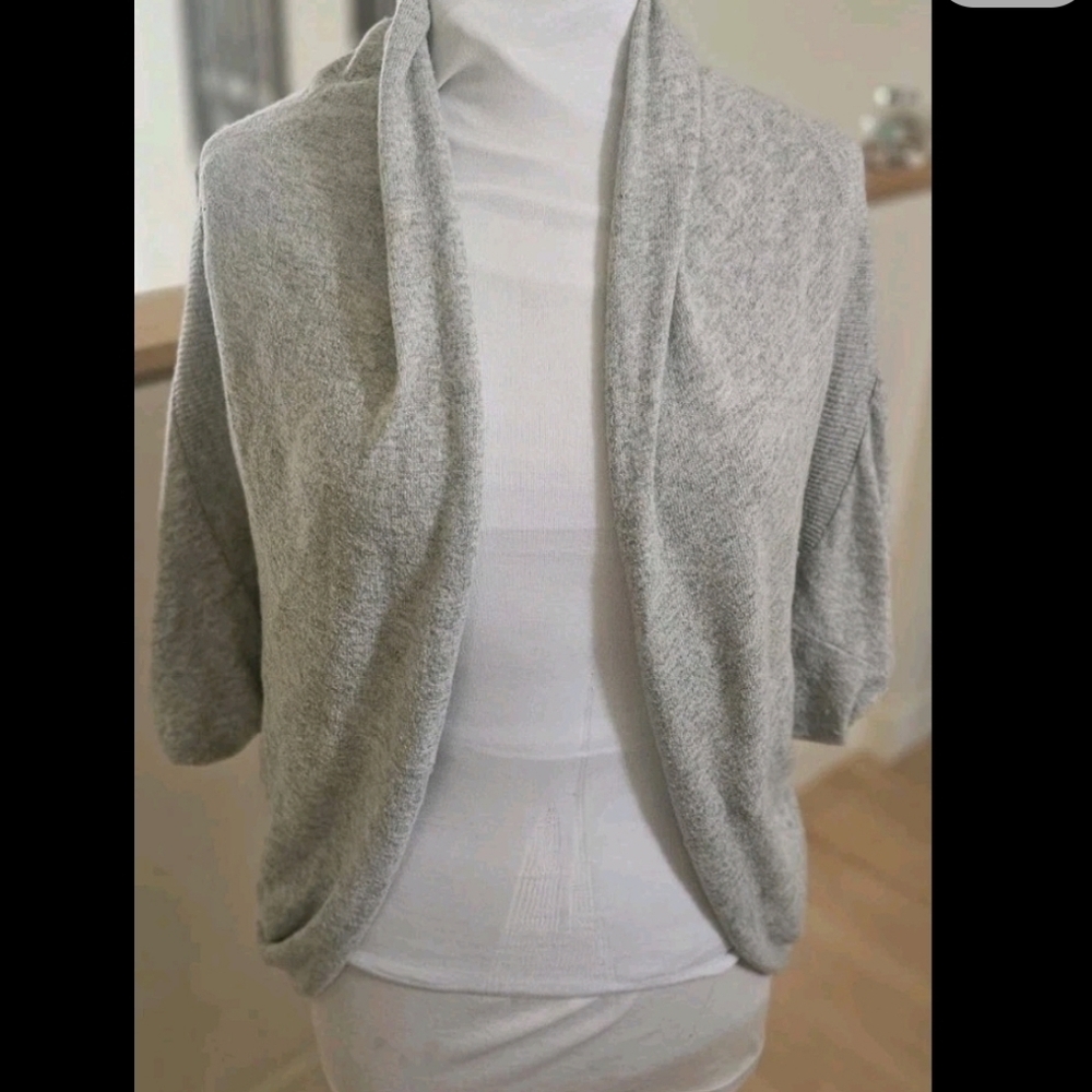 Cashmere Blend Gray Cardigan Sweater 3/4 Sleeve Warm Comfy Pretty Wm's SP/MP
